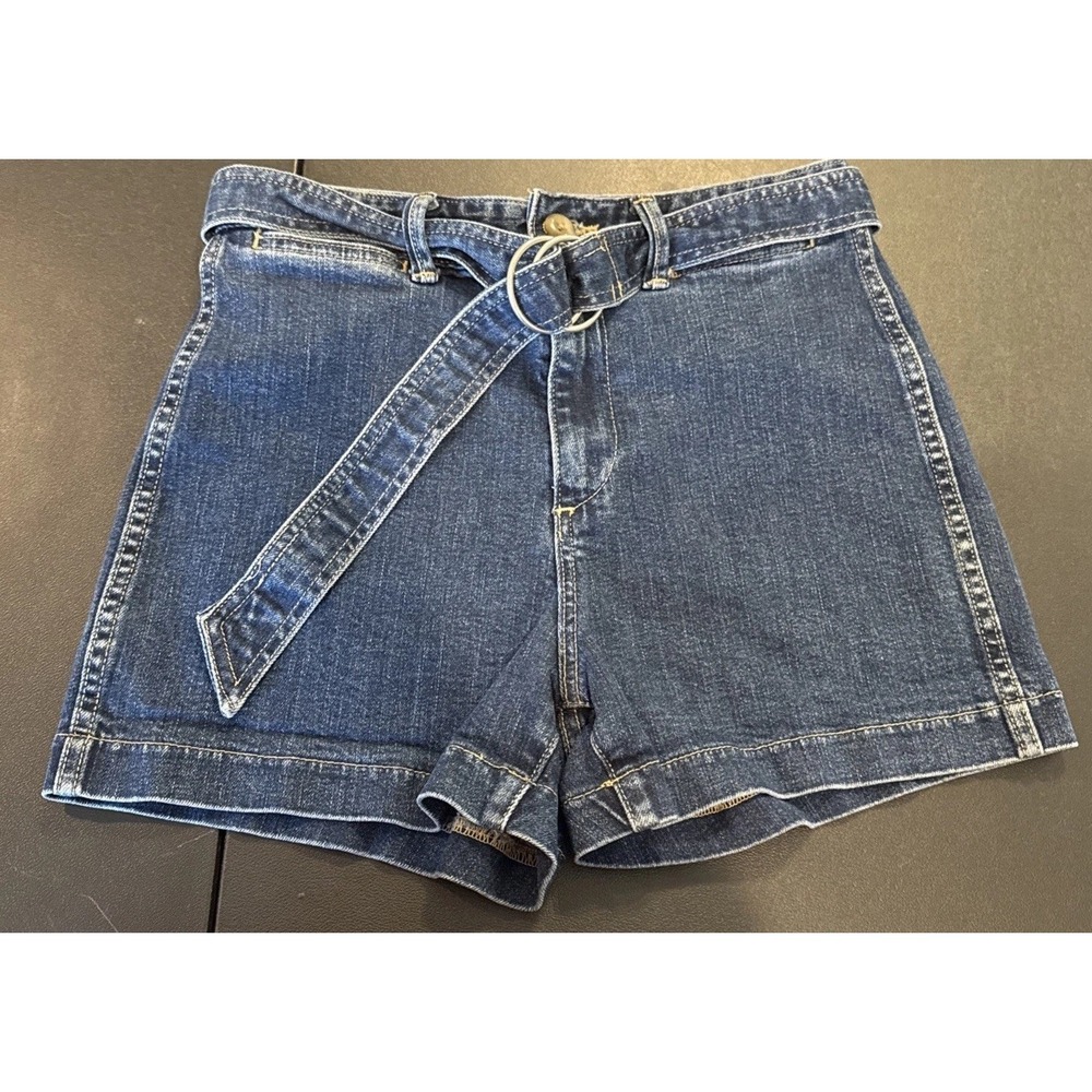 Gap Womens Size 2 Khaki‎ Shorts Blue Denim Belted Pockets Preppy Festival Chic